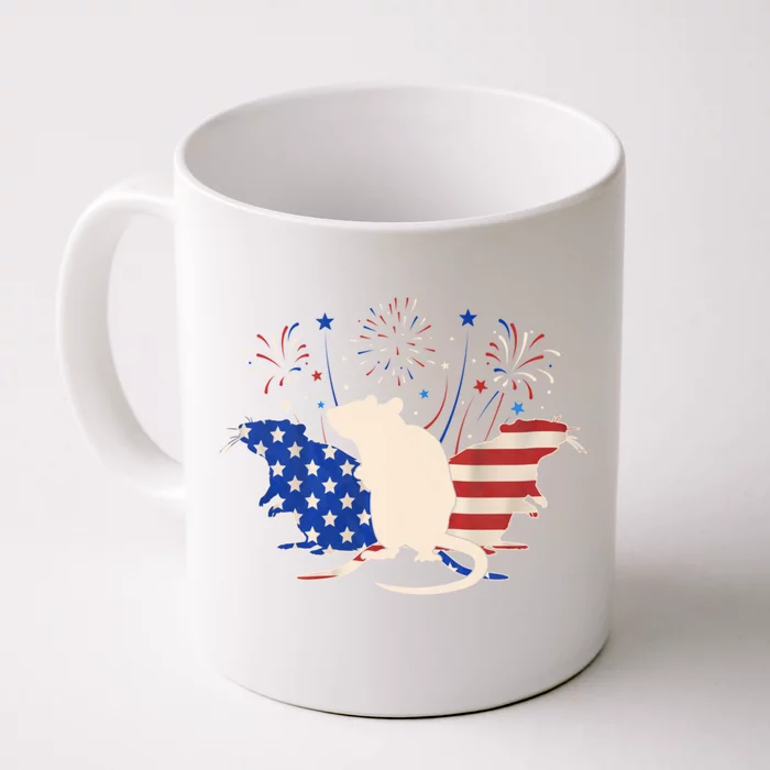 Three Rat 4th Of July Patriotic American Flag Great Gift Front & Back Coffee Mug