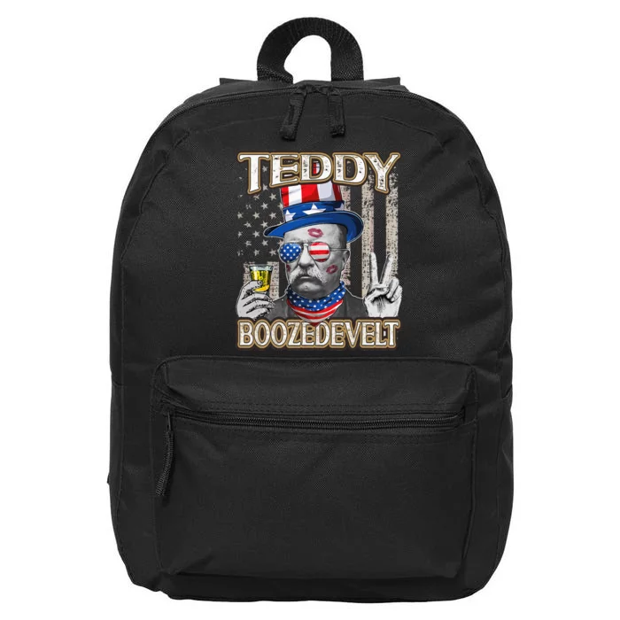 Theodore Roosevelt 4th July Teddy Boozedevelt American Flag 16 in Basic Backpack