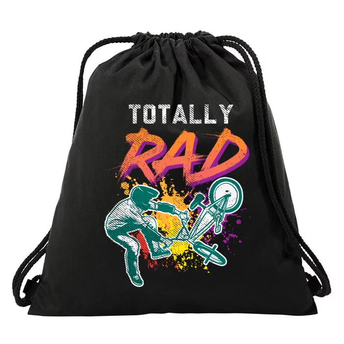 Totally Rad 80s Bmx Bike Vintage Racing Biking Cycling Gift Drawstring Bag