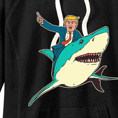 Trump Rides A Shark Trump Shark Women's Fleece Hoodie