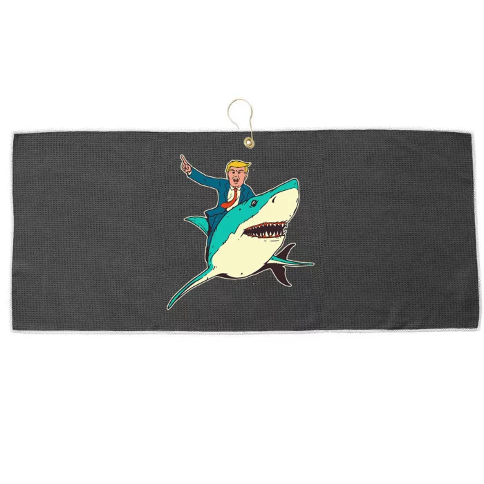 Trump Rides A Shark Trump Shark Large Microfiber Waffle Golf Towel