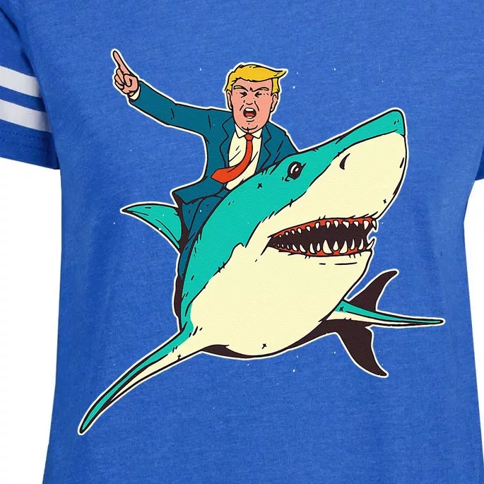 Trump Rides A Shark Trump Shark Enza Ladies Jersey Football T-Shirt