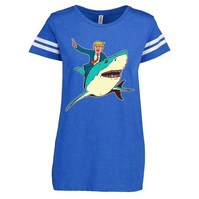 Trump Rides A Shark Trump Shark Enza Ladies Jersey Football T-Shirt