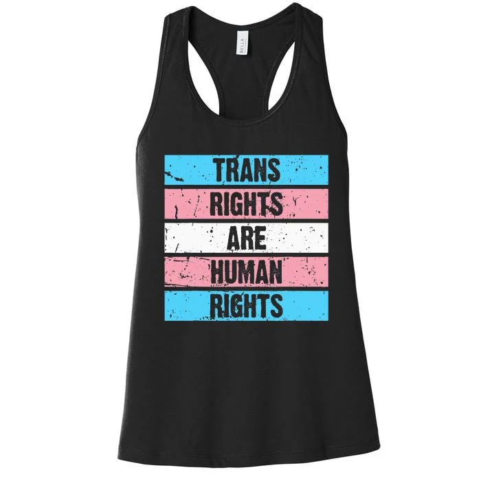 Tran Rights Are Human Rights Lgbt Flag Gay Women's Racerback Tank