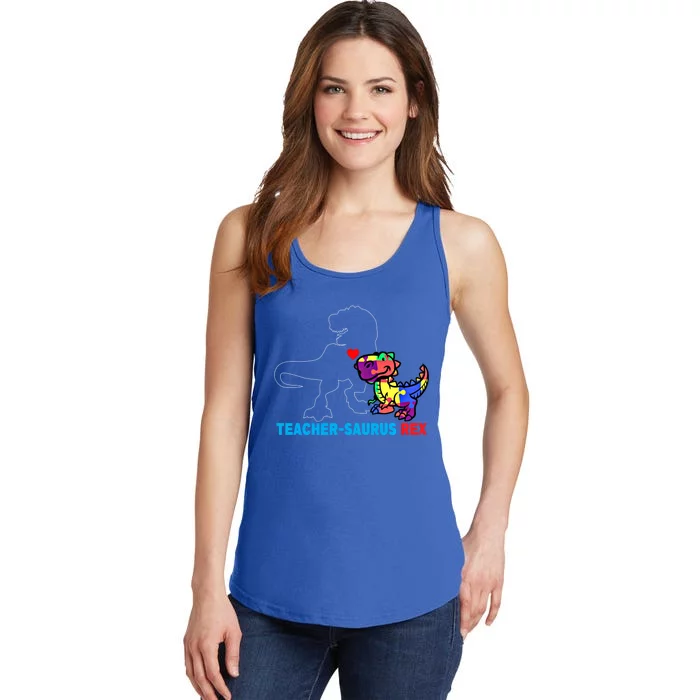 Teachersaurus Rex Animal Autism Teacher Dinosaur Gift Ladies Essential Tank