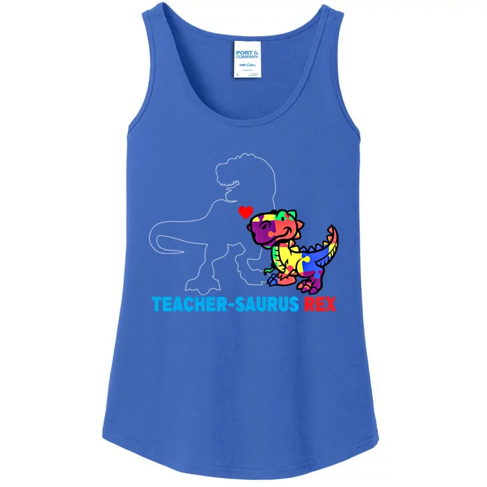 Teachersaurus Rex Animal Autism Teacher Dinosaur Gift Ladies Essential Tank