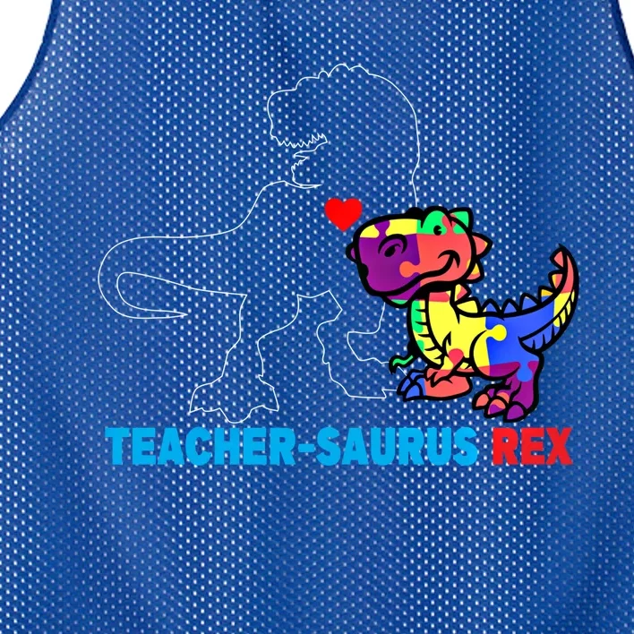 Teachersaurus Rex Animal Autism Teacher Dinosaur Gift Mesh Reversible Basketball Jersey Tank