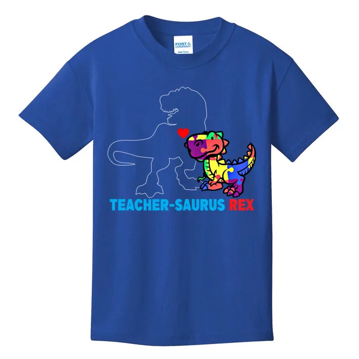 Teachersaurus Rex Animal Autism Teacher Dinosaur Gift Kids T-Shirt