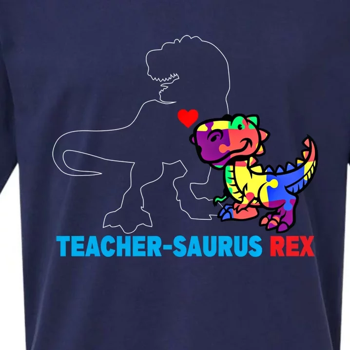 Teachersaurus Rex Animal Autism Teacher Dinosaur Gift Sueded Cloud Jersey T-Shirt