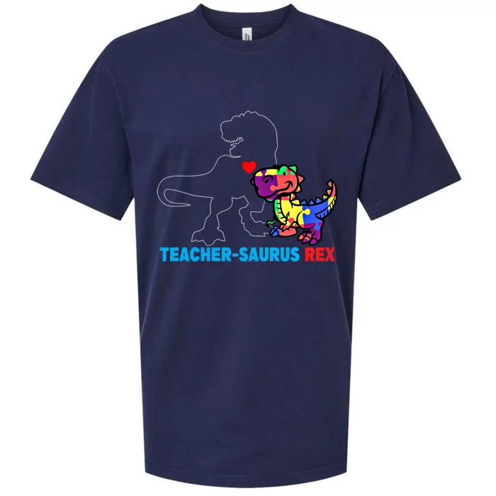 Teachersaurus Rex Animal Autism Teacher Dinosaur Gift Sueded Cloud Jersey T-Shirt