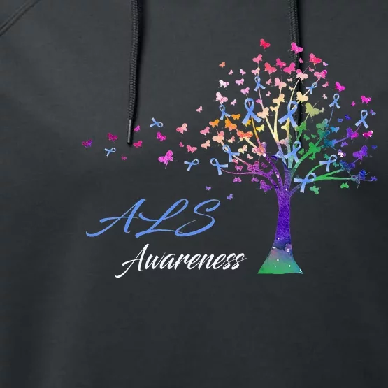 Tree Ribbon ALS Awareness Performance Fleece Hoodie