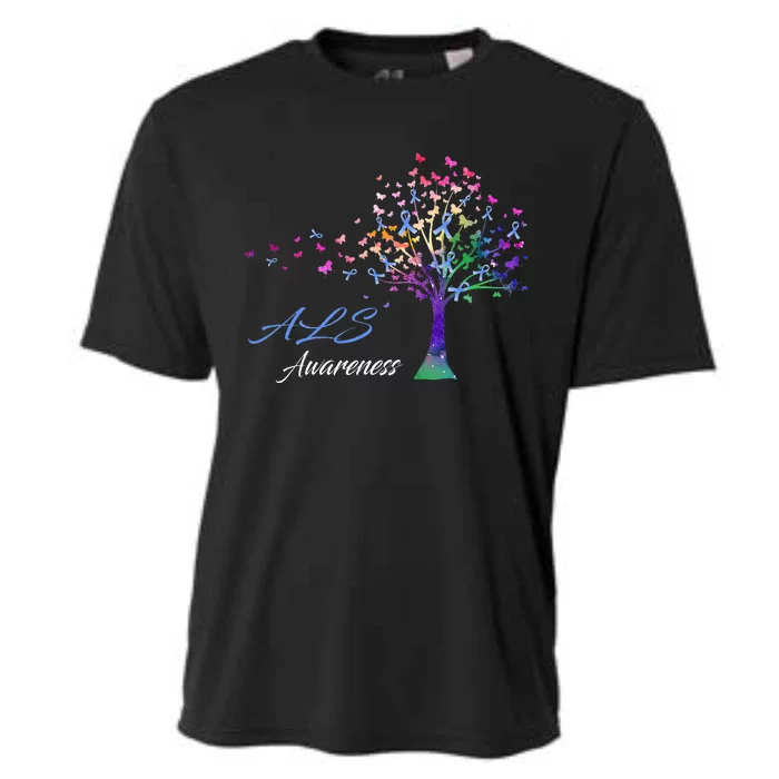 Tree Ribbon ALS Awareness Cooling Performance Crew T-Shirt