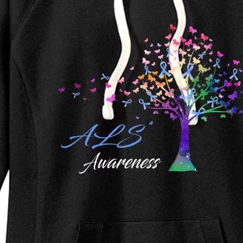 Tree Ribbon ALS Awareness Women's Fleece Hoodie