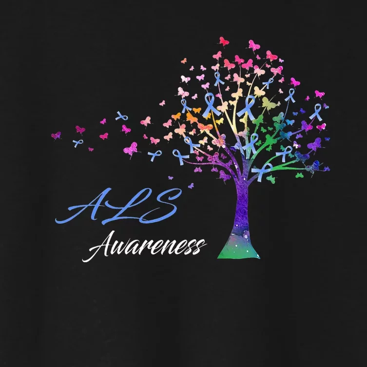 Tree Ribbon ALS Awareness Women's Crop Top Tee