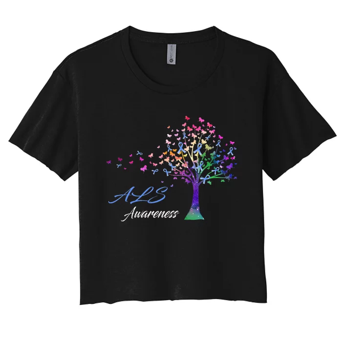 Tree Ribbon ALS Awareness Women's Crop Top Tee