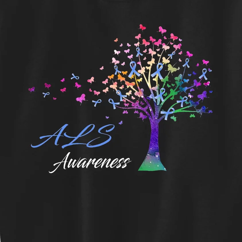 Tree Ribbon ALS Awareness Kids Sweatshirt