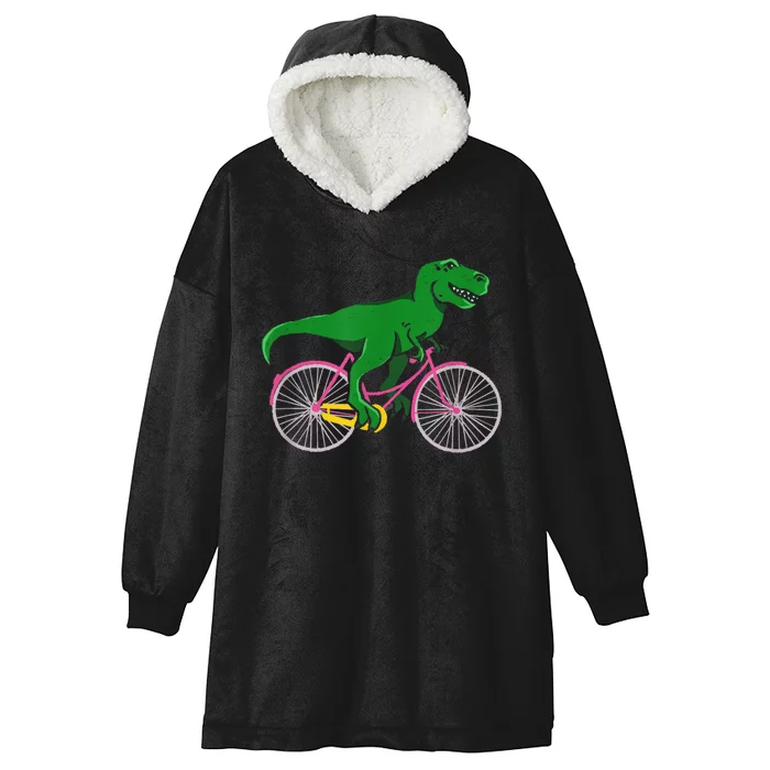 TRex Riding A Bike Funny Trex Dinosaur Bicycle Rider Hooded Wearable Blanket