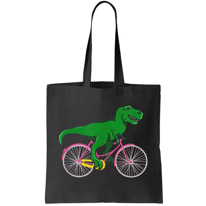 TRex Riding A Bike Funny Trex Dinosaur Bicycle Rider Tote Bag