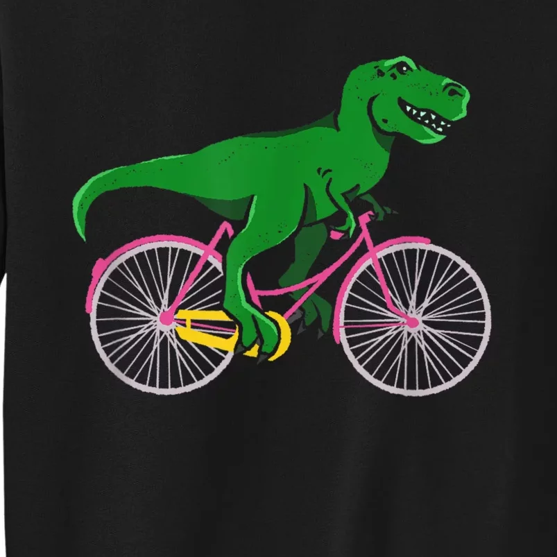 TRex Riding A Bike Funny Trex Dinosaur Bicycle Rider Tall Sweatshirt