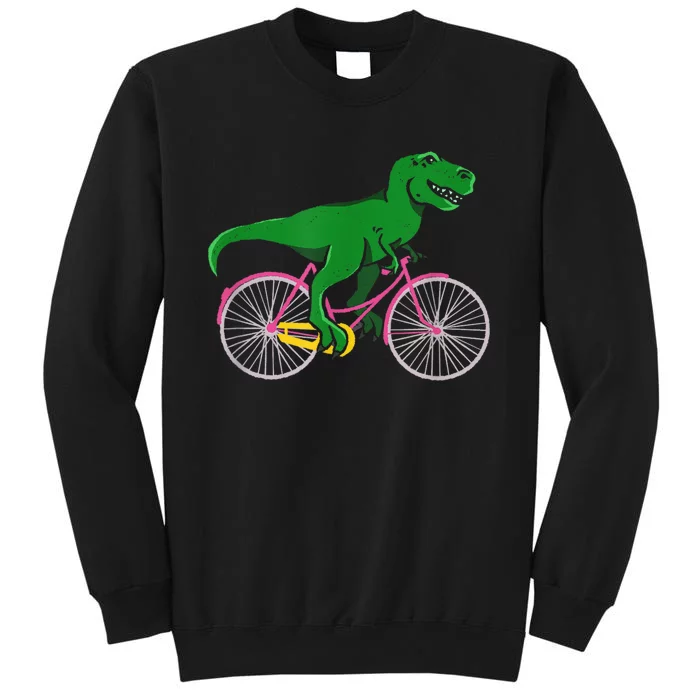 TRex Riding A Bike Funny Trex Dinosaur Bicycle Rider Tall Sweatshirt