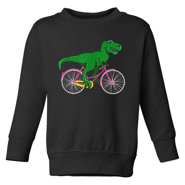 TRex Riding A Bike Funny Trex Dinosaur Bicycle Rider Toddler Sweatshirt