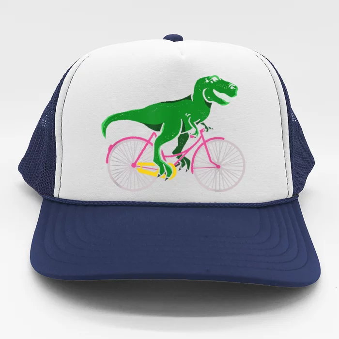 TRex Riding A Bike Funny Trex Dinosaur Bicycle Rider Trucker Hat