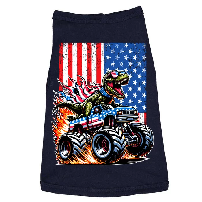 Trex Riding American Monster Truck Usa Flag Doggie Tank