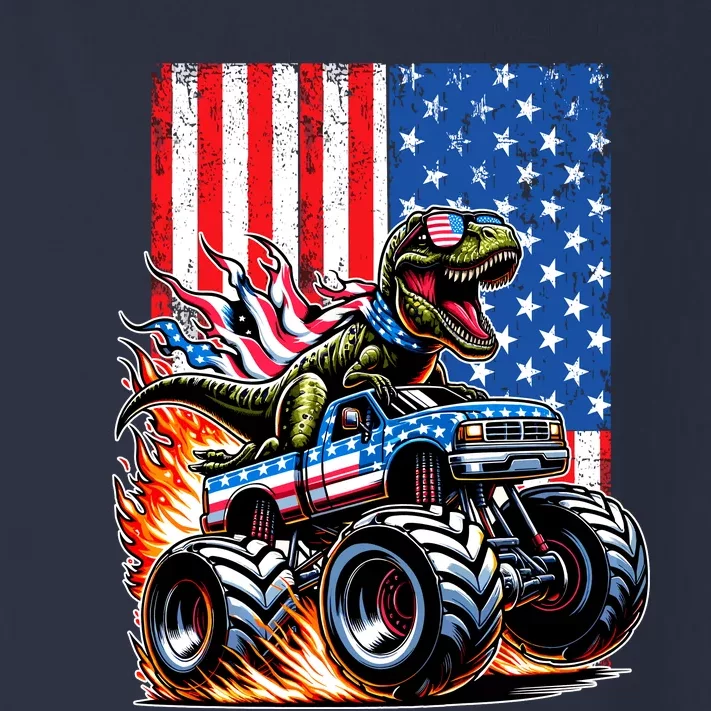 Trex Riding American Monster Truck Usa Flag Toddler Long Sleeve Shirt