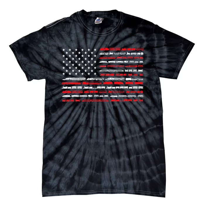 Train Railroad American Flag Vintage Locomotive Tie-Dye T-Shirt