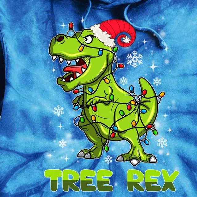 Tree Rex Animal Pun Funny Dinosaur Christmas Pajama Great Gift Tie Dye Hoodie