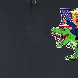 Trump Riding A Dinosaur TRex Funny Merica Patriotic July 4th Softstyle Adult Sport Polo