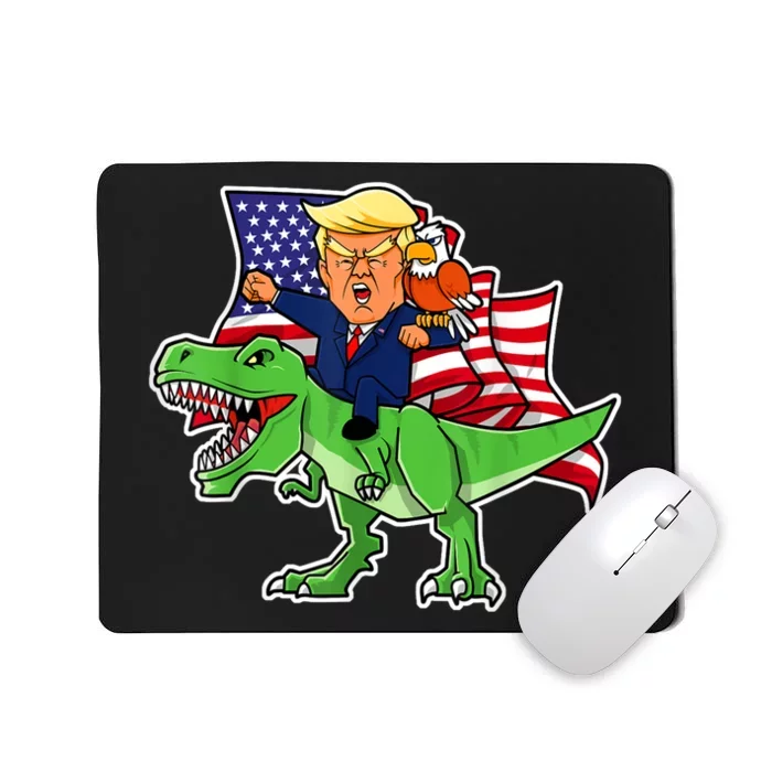 Trump Riding A Dinosaur TRex Funny Merica Patriotic July 4th Mousepad