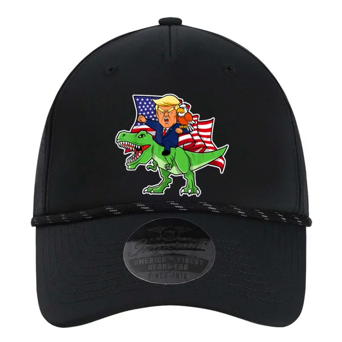 Trump Riding A Dinosaur TRex Funny Merica Patriotic July 4th Performance The Dyno Cap