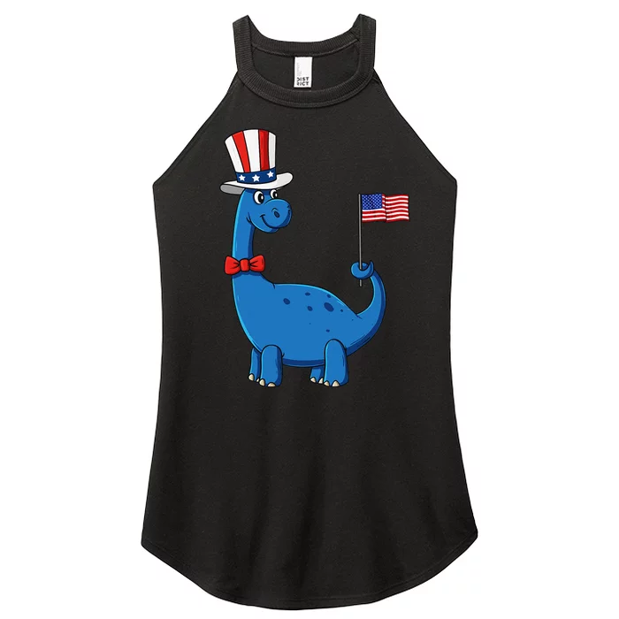 T Rex American Flag 4th Of July Funny Dinosaur Women’s Perfect Tri Rocker Tank