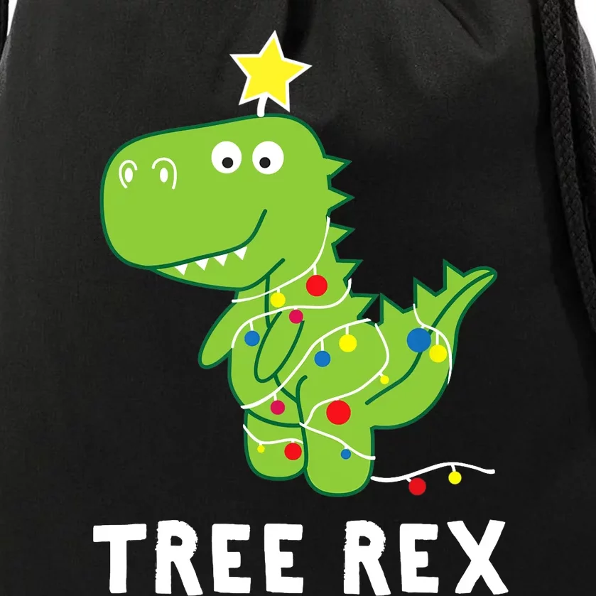 Tree Rex. Animal Pun Funny Dinosaur Christmas Pajama Gift Drawstring Bag