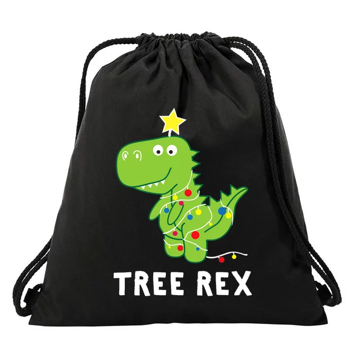 Tree Rex. Animal Pun Funny Dinosaur Christmas Pajama Gift Drawstring Bag