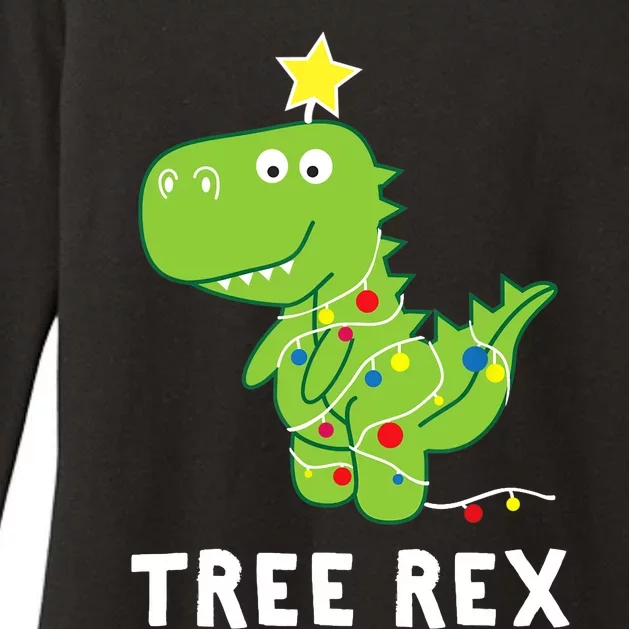 Tree Rex. Animal Pun Funny Dinosaur Christmas Pajama Gift Womens CVC Long Sleeve Shirt