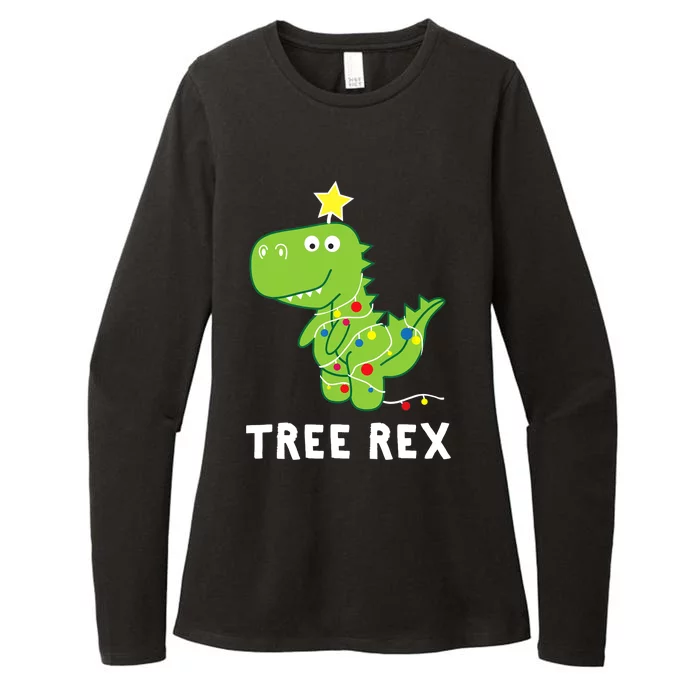 Tree Rex. Animal Pun Funny Dinosaur Christmas Pajama Gift Womens CVC Long Sleeve Shirt