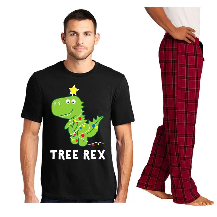 Tree Rex. Animal Pun Funny Dinosaur Christmas Pajama Gift Pajama Set