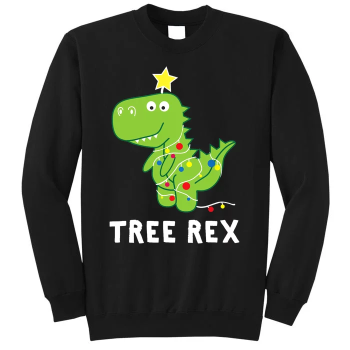 Tree Rex. Animal Pun Funny Dinosaur Christmas Pajama Gift Tall Sweatshirt