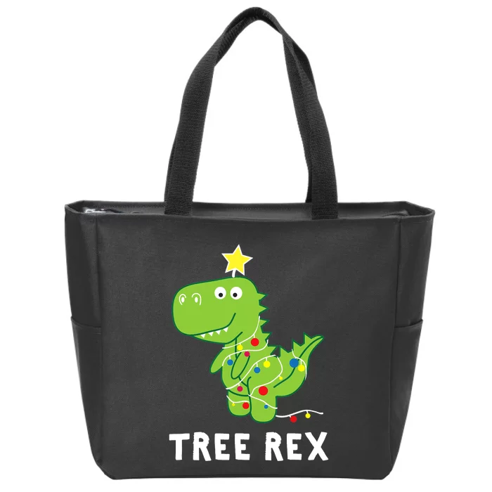 Tree Rex. Animal Pun Funny Dinosaur Christmas Pajama Gift Zip Tote Bag