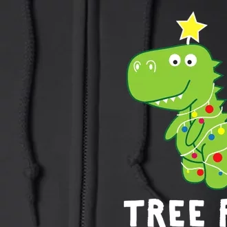 Tree Rex. Animal Pun Funny Dinosaur Christmas Pajama Gift Full Zip Hoodie