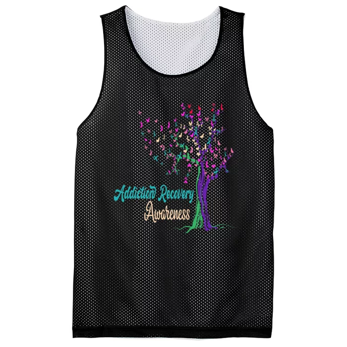 Tree Ribbon Addiction Recovery Awareness Mesh Reversible Basketball Jersey Tank