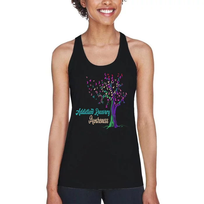 Tree Ribbon Addiction Recovery Awareness Women's Racerback Tank