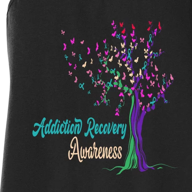 Tree Ribbon Addiction Recovery Awareness Women's Racerback Tank