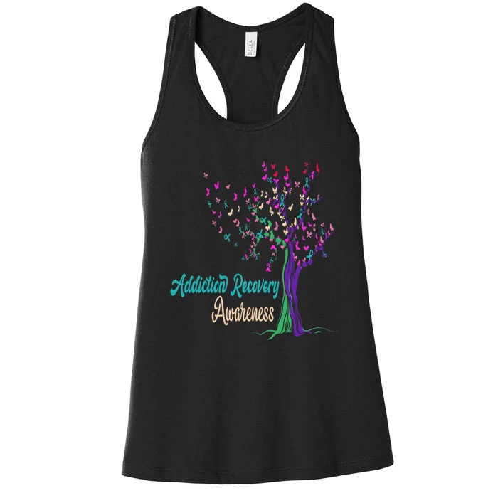 Tree Ribbon Addiction Recovery Awareness Women's Racerback Tank