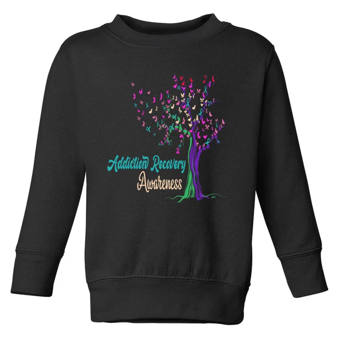 Tree Ribbon Addiction Recovery Awareness Toddler Sweatshirt