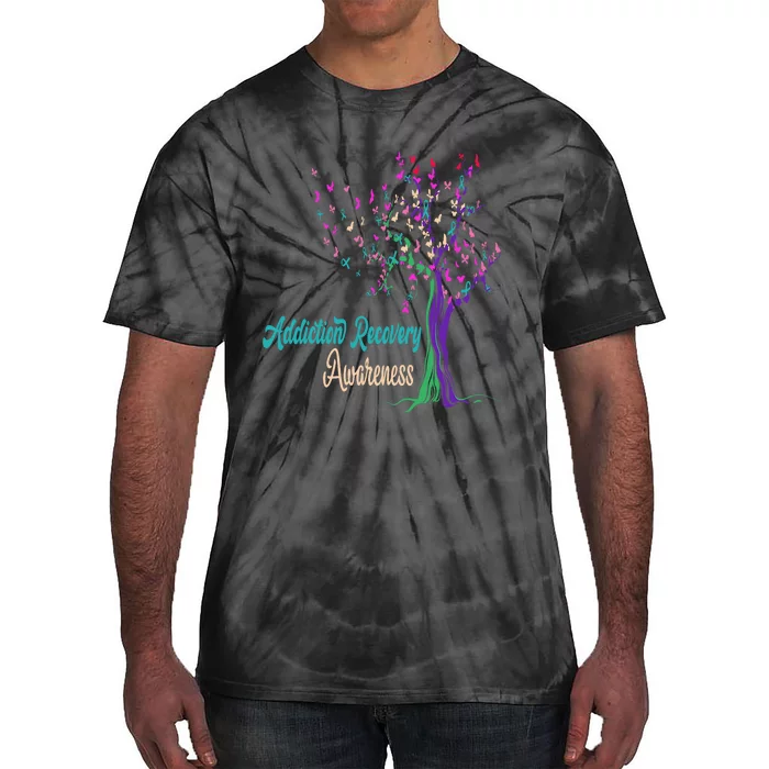 Tree Ribbon Addiction Recovery Awareness Tie-Dye T-Shirt