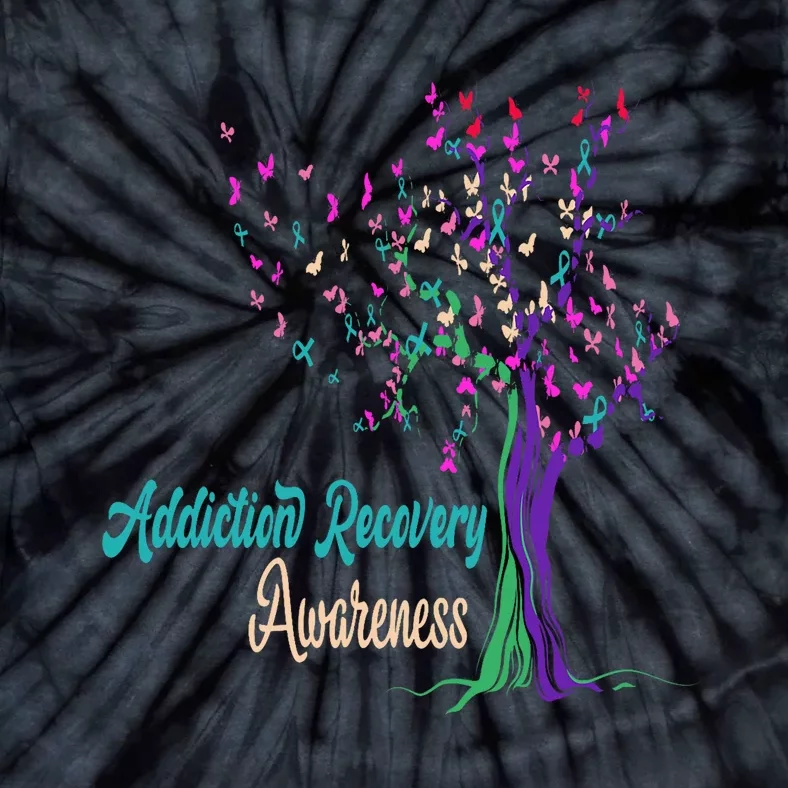 Tree Ribbon Addiction Recovery Awareness Tie-Dye T-Shirt