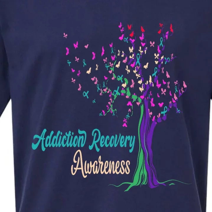 Tree Ribbon Addiction Recovery Awareness Sueded Cloud Jersey T-Shirt